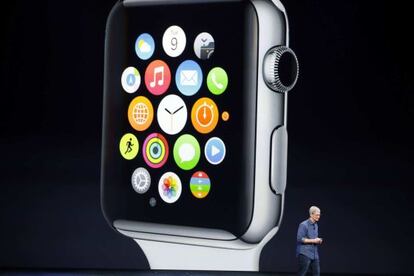 Tim Cook, en la presentación del reloj de Apple.