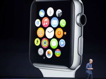 Tim Cook, en la presentación del reloj de Apple.