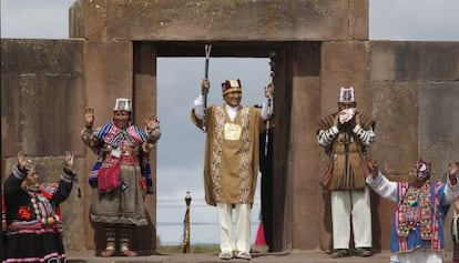 Evo Morales during an indigenous investiture ceremony in January.