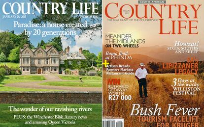 Las portadas de la versión inglesa y sudafricana de ‘Country Life’.