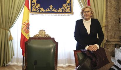 La alcaldesa de Madrid el 11 de noviembre de 2017 en la sede de la Delegación del Gobierno.
