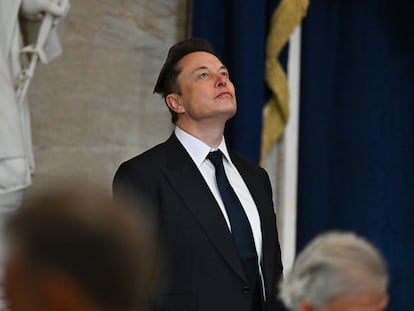 El director ejecutivo de Tesla, Elon Musk en la ceremonia de toma de posesión de Donald Trump como 47.º presidente en enero de 2025, Washington (Estados Unidos).