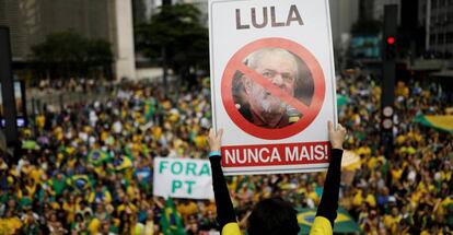 Seguidor de Bolsonaro en Sao Paulo.