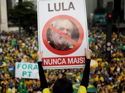 Seguidor de Bolsonaro en Sao Paulo.