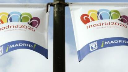 Cartel con el logotipo de la candidatura madrileña a los Juegos.