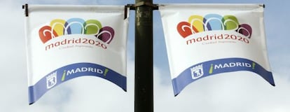 Cartel con el logotipo de la candidatura madrileña a los Juegos.