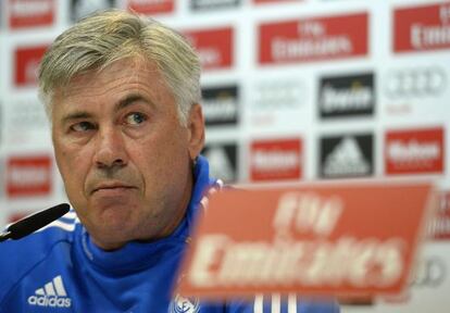 Carlos Ancelotti, en rueda de prensa. 