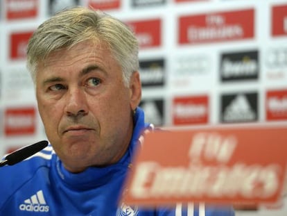 Carlos Ancelotti, en rueda de prensa. 