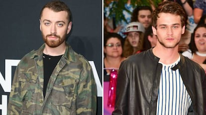 El cantante Sam Smith y, a la derecha, el actor Brandon Flynn. 