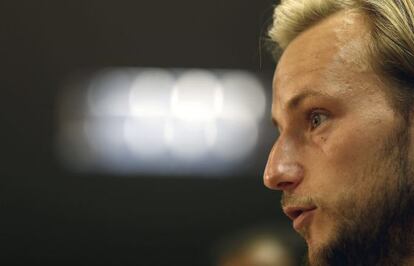 Rakitic, en la rueda de prensa del sábado.