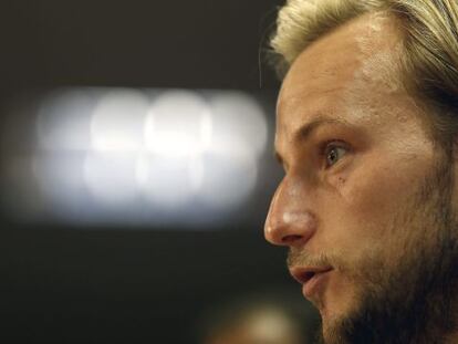 Rakitic, en la rueda de prensa del sábado.