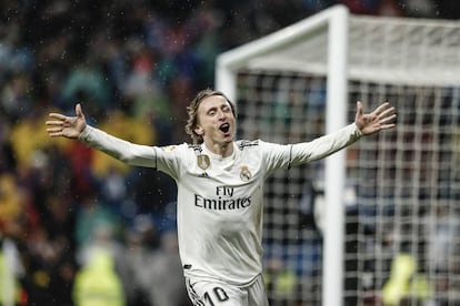 Modric celebra su gol.