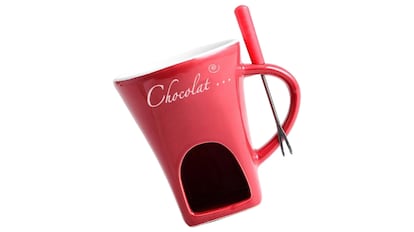 Taza de fondue de cerámica.