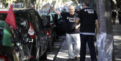 Manifestación de taxistas en Lisboa.