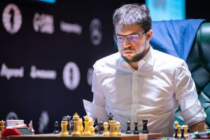 Vachier-Lagrave, durante su partida de hoy con Caruana