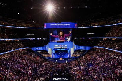 El United Center de Chicago, durante el discurso de Oprah Winfrey.