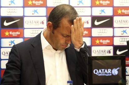 FC Barcelona president Sandro Rosell during Friday's press conference.