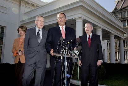 De izquierda a derecha, Nancy Pelosi; Harry Reid; John Boehner y Mitch McConell. 