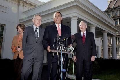 De izquierda a derecha, Nancy Pelosi; Harry Reid; John Boehner y Mitch McConell.