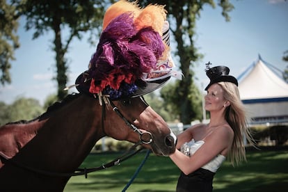 El caballo lleva un sombrero inspirado en el que llevó la actriz Audrey Hepburn en la película <i>My Fair Lady</i>. "Nadie hasta ahora había creado un sombrero [en Ascot] para las otras damas importantes del día: 'las hembras' caballo", cuenta Stephen Jones, encargado de crear esta sombrero valorado en unas 9.000 euros.