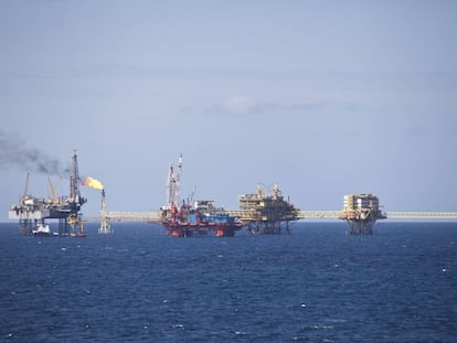 Una plataforma petrolera en el golfo de M&eacute;xico. 