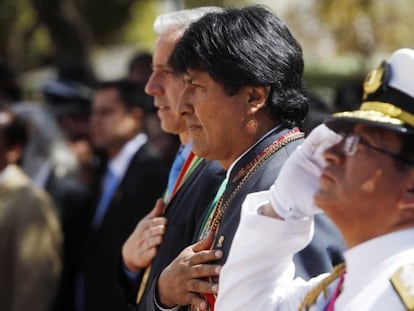 Evo Morales, este domingo en un acto en La Paz, Bolivia.