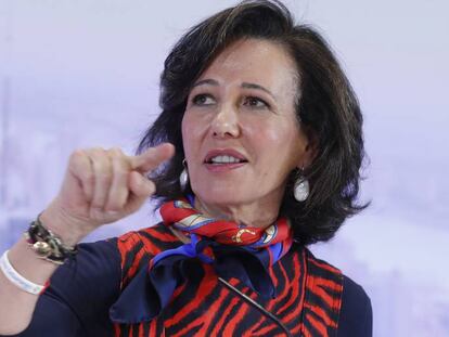 La presidenta del Banco Santander, Ana Botín, durante la presentación de los resultados de la entidad correspondientes al 2019.