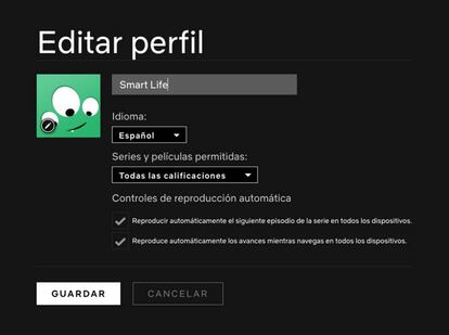 Desativar reproducción automática en Netflix.