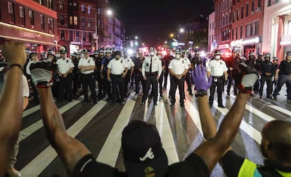 Barrera policial en las protestas en Nueva York contra el asesinato de George Floyd.