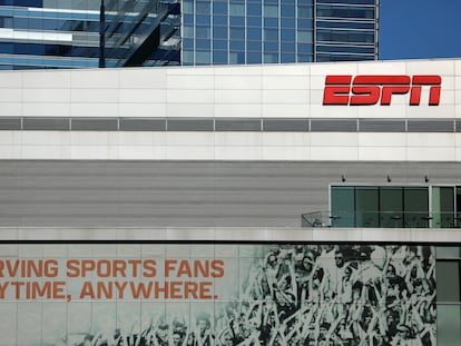 ESPN logo and building are shown in down town Los Angeles, California, U.S., March 6, 2017.