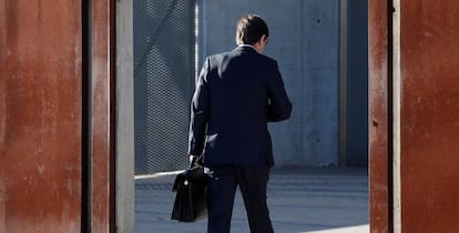 El presidente de Bankia, José Ignacio Goirigolzarri, a su llegada a la Audiencia Nacional donde declara como testigo en el juicio por la salida a bolsa de la entidad.