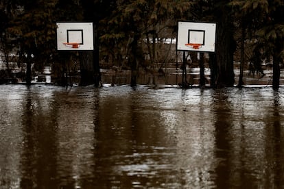 Complejo deportivo inundado en Ávila, este viernes.