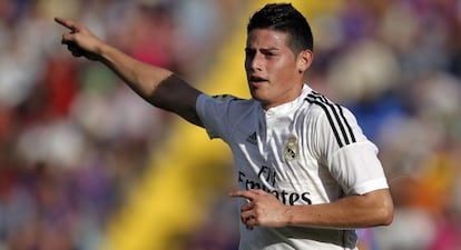 James, del Madrid, en el partido contra el Levante,