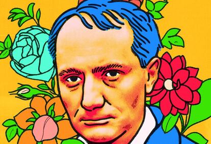 El poeta Charles Baudelaire, en una il·lustració d'Alberto Miranda.