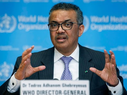 Tedros Adhanom Ghebreyesus, director general de la OMS, en una rueda de prensa, el 9 de marzo.