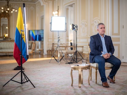 presidente Iván Duque durante una entrevista con EL PAÍS,  en el Palacio de Nariño, en Bogotá