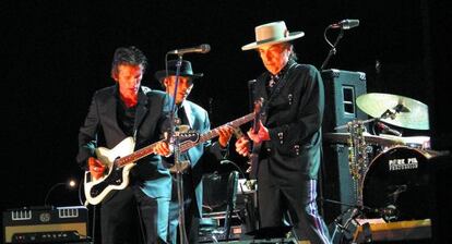 Bob Dylan, durant la seva actuació en Barcelona de 2010. En el concert d'anit a la ciutat catalana, no va permetre l'entrada de fotògrafs.