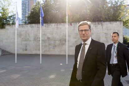 El ministro de Exteriores alemán, Guido Westerwelle, el sábado en Vilnius.