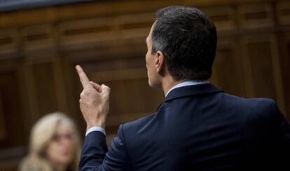 El presidente del Gobierno Pedro Sánchez este miércoles en el Congreso.