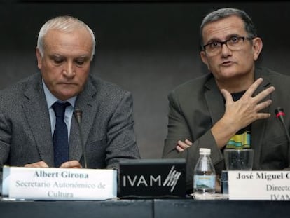 El secretario auton&oacute;mico de Cultura, Albert Girona, y el director del IVAM, Jos&eacute; Miguel Garc&iacute;a Cort&eacute;s.