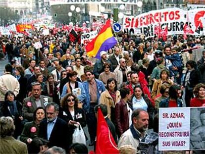 Miles de personas, en la manifestación de esta tarde en el centro de Madrid.