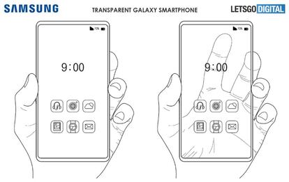 Patente de Samsung de un móvil con pantalla transparente.