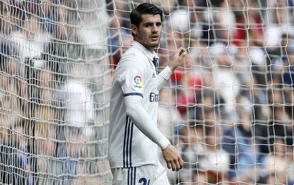 &Aacute;lvaro Morata, durante el partido de Liga contra el Espanyol. 