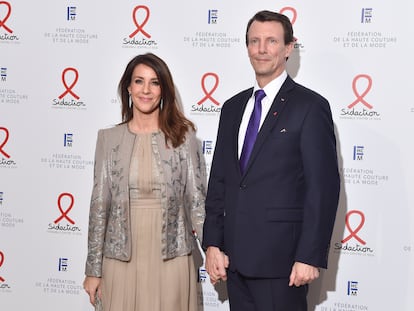 La princesa Marie y el príncipe Joaquín de Dinamarca, en una cena de gala el 23 de enero en París, (Francia)