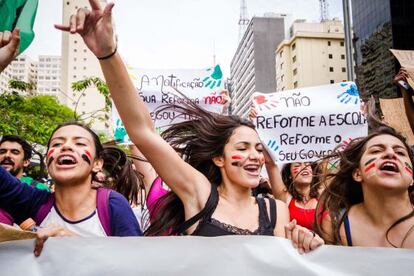 Estudantes em protesto na semana passada em SP.