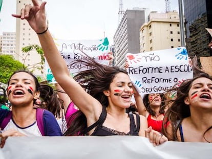 Estudantes em protesto na semana passada em SP.