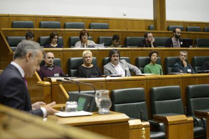 El lehendakari, Iñigo Urkullu, en una intervenció al Parlament Basc.