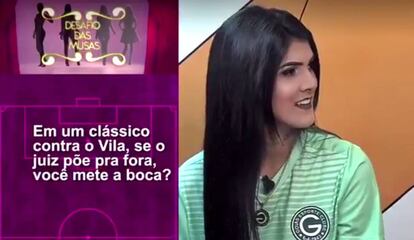 Karol Barbosa, torcedora do Goiás, durante o programa Os Donos da Bola.