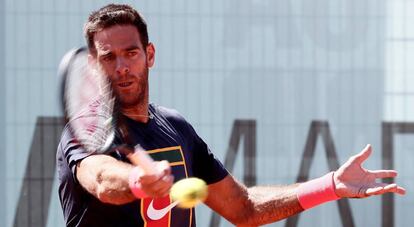 Del Potro, durante un entrenamiento en Madrid.