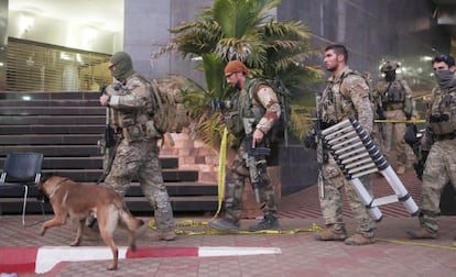 French soldiers at the Radisson hotel in Bamako.